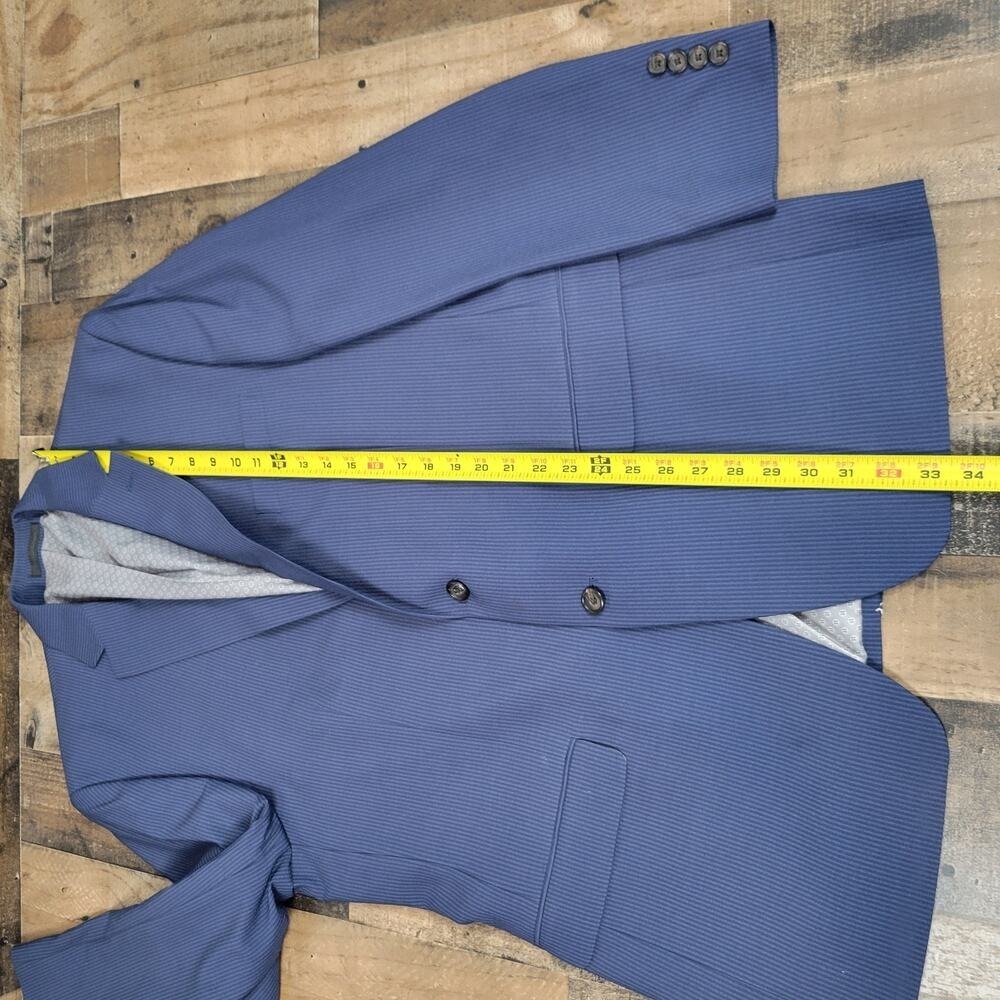 Ralph Lauren Green Label Textured Navy Mens 44L Blazer Sport Jacket Pinstripe - Picture 12 of 13